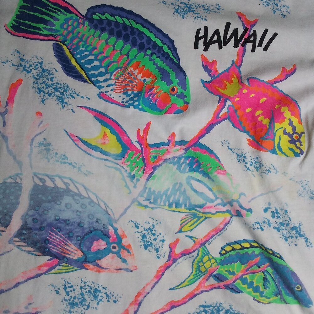 Vintage Hawaii Tropical Fish Neon  AOP T-Shirt